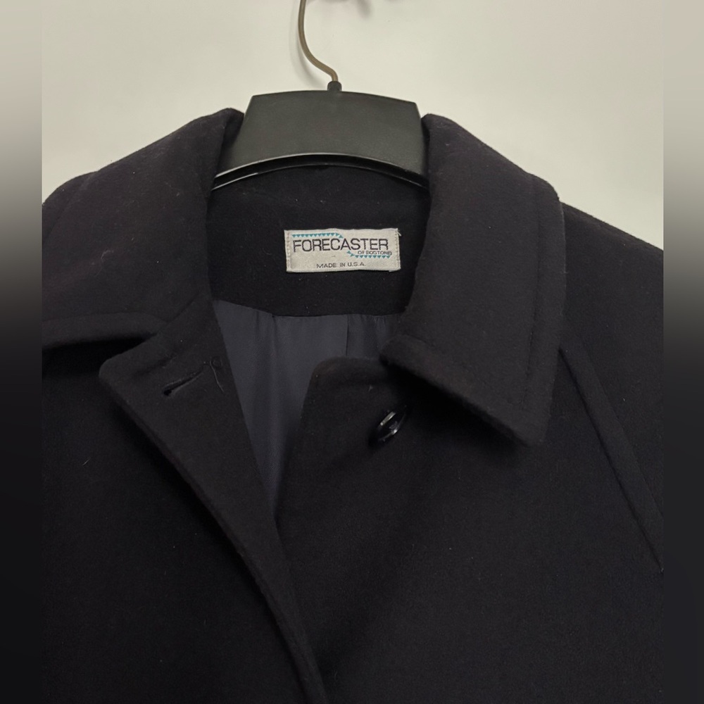 WOMENS FORESTER OF BOSTON INK BLUE 100% WOOL BALMACAAN LONG BUTTON COAT SZ 6 - Picture 6 of 13